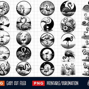 26 Flamingo Scene Svg Png Bundle, Flamingo lake Svg, Flamingo Scene, Flamingo Svg, Flamingo Print Png, Flamingo Silhouette, Flamingo Clipart