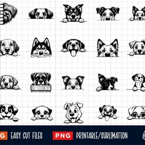 20 gluren hond SVG bundel, grappig gluren hond SVG, hond hoofd SVG, hond gezicht SVG, gluren hond gesneden bestand silhouet clipart vector Cricut print