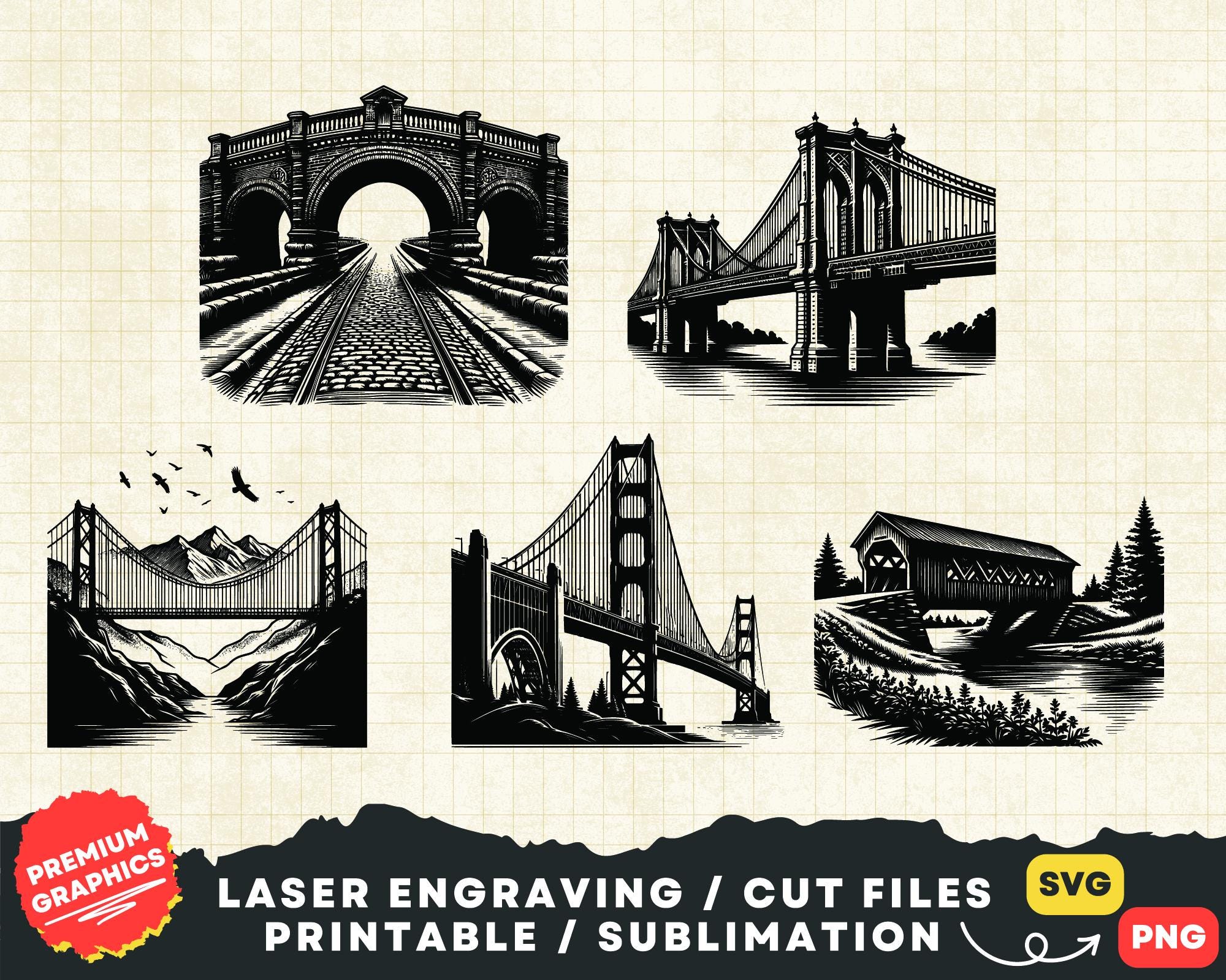 25 Bridges SVG Bundle, Bridge Svg, Long Bridge Svg, Bridge Clipart ...