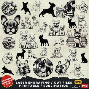 Bulldogge Bundle, Französische Bulldogge SVG, Französische Bulldogge Clipart Print, Französische Bulldogge Png, Hund SVG Png, Französische Bulldogge Silhouette Laser Cut