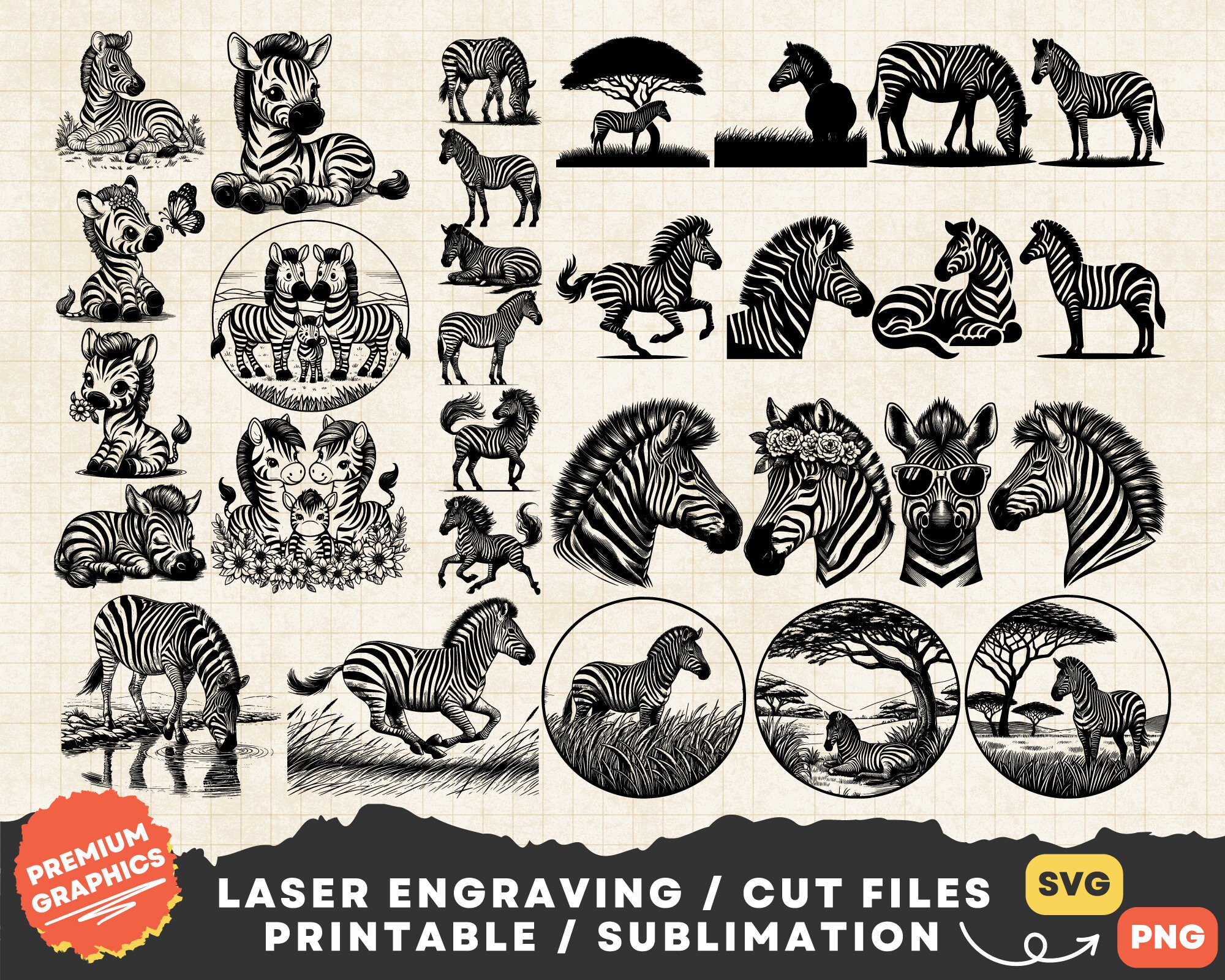 Zebra Svg Bundle, Zebra Svg, Clipart Zebra Png Print, Zebra Head Svg ...