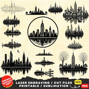 New York skyline Silhouette, line drawing, NYC Svg Png, Manhattan svg, Skyline svg, Towers Skyscraper svg, Central Park New York City svg