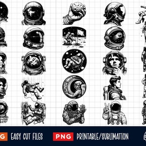 25 Astronaut SVG PNG Bundle, Astronaut Helm SVG, Astronaut SVG, Frau Astronaut, Weltraum SVG, Astronaut Umriss Laser Cut Datei Clipart Druck