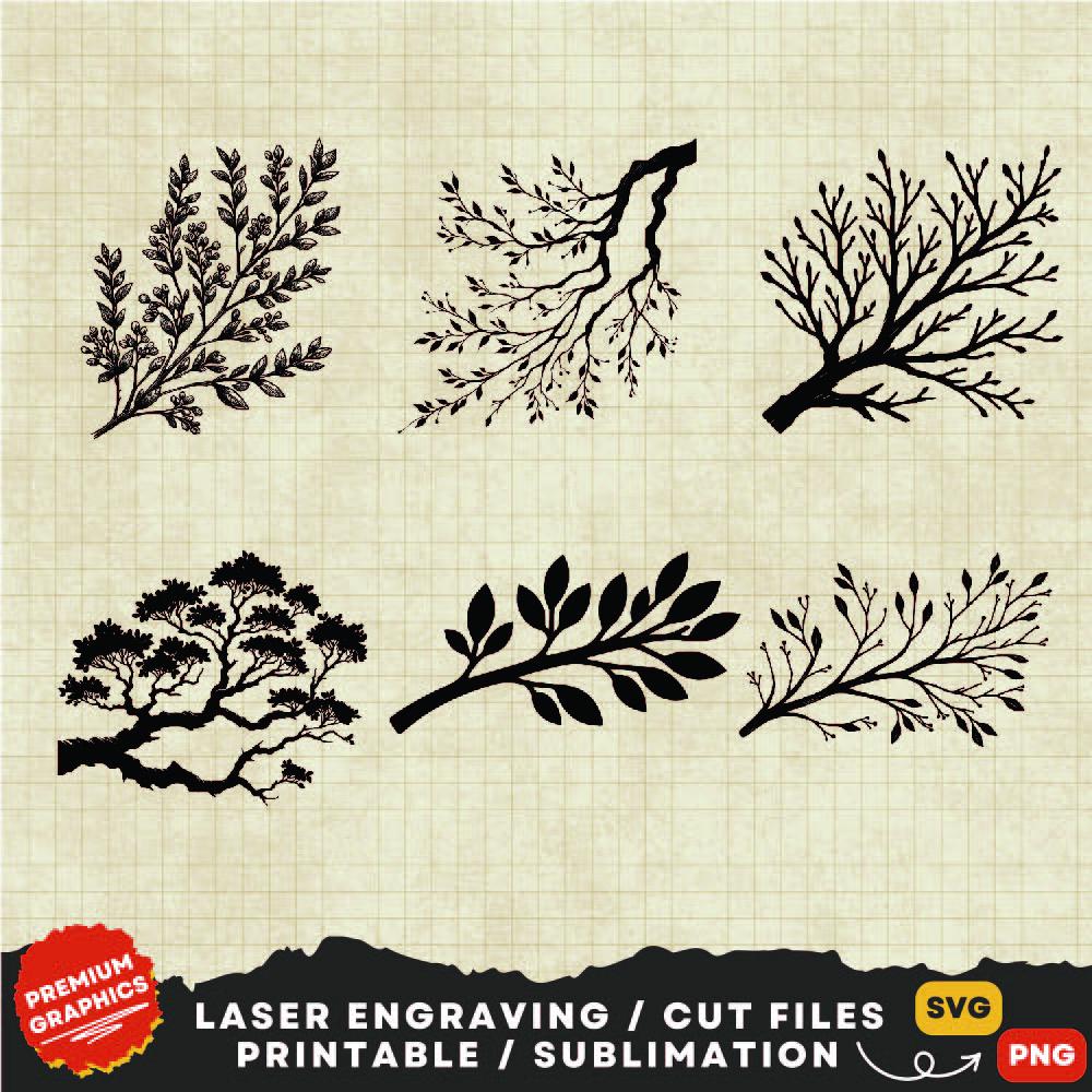 Tree Branch SVG Bundle, Branch Svg, Tree Branch Laser Cut File, Tree ...
