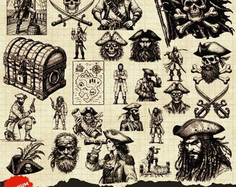 Pirate Bundle, Pirate Svg, Pirate Png, Pirate Laser Cut Files, Pirate Clipart, nautical Svg Png, Pirate Scene Svg, Pirate map, Pirate skull