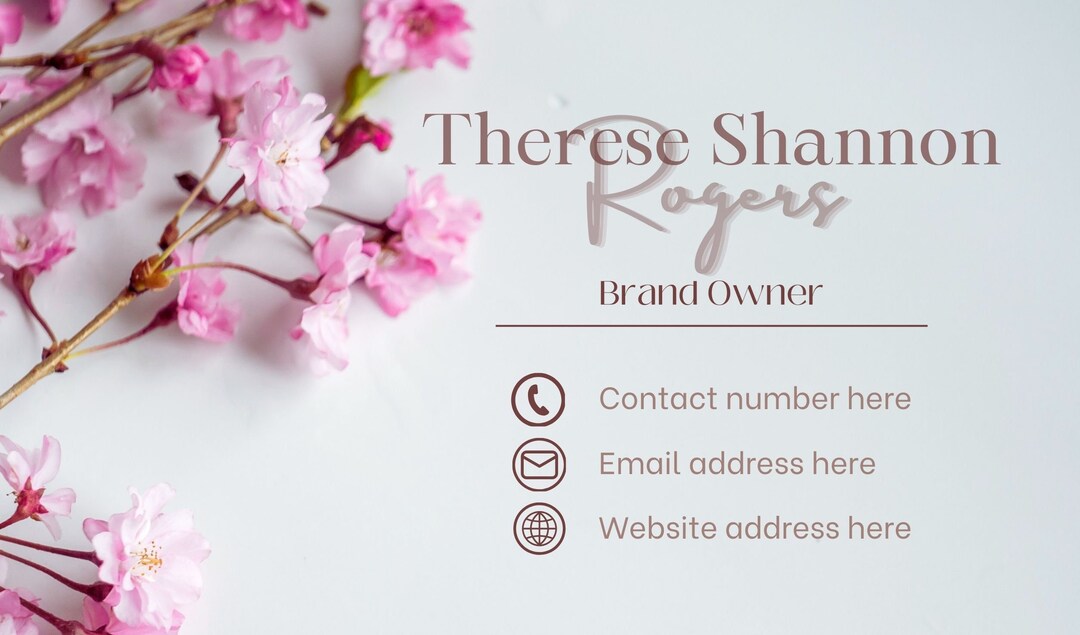 Editable Floral Business Card for Flower Shops Florist Brand Etsy