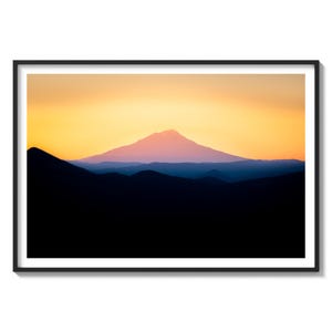 Mount Shasta Sunset Silhouette Fine Art Print - California Nature Photography, Scenic Landscape Wall Art for Home or Office, Mountain Decor