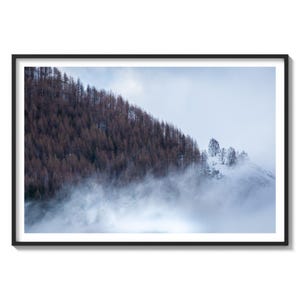 French Alps Winter Wall Art, Snowy Forest Wall Art, Les Deux Alps Mountain Print, Minimalist Alpine Nature Decor, Fine Art