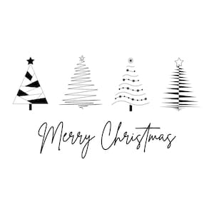 Kerstboomillustraties, png en jpg, zwart-wit