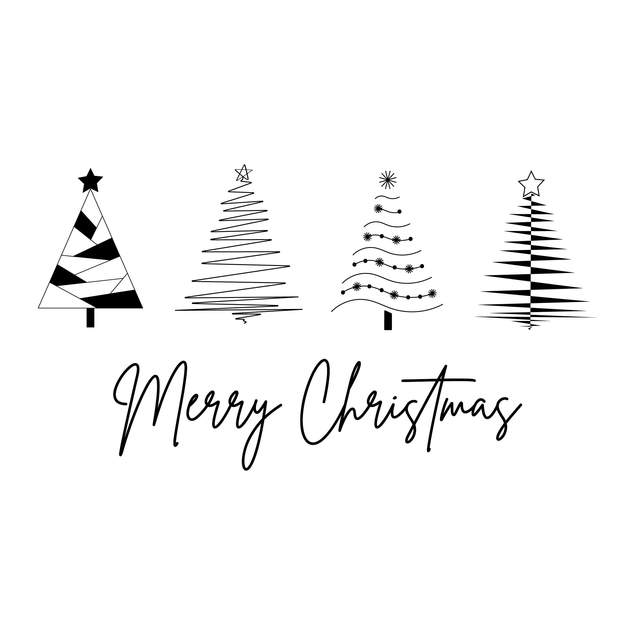 Christmas Tree Clip Art PNG and JPG Black and White - Etsy, image size:2161x2161