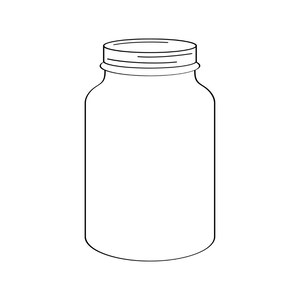 Op de afbeelding: Een glazen pot met een zilveren deksel. De pot is leeg en heeft een ronde bodem.