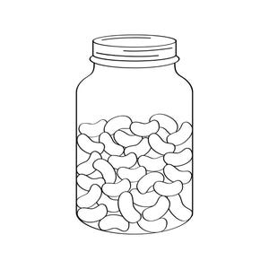 Pot Jelly Beans Clip Art, zwart-wit, png en jpg