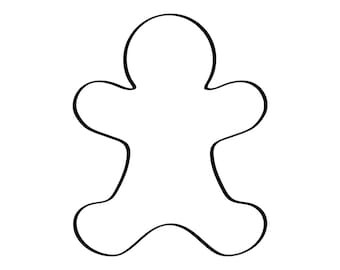 Gingerbread Man Outline Clip Art PNG and JPG