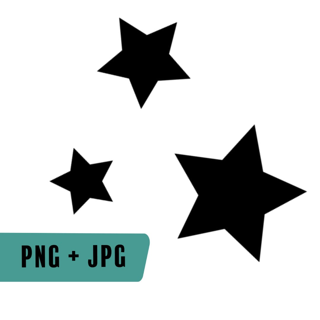 Black Stars Clip Art PNG and JPG - Etsy