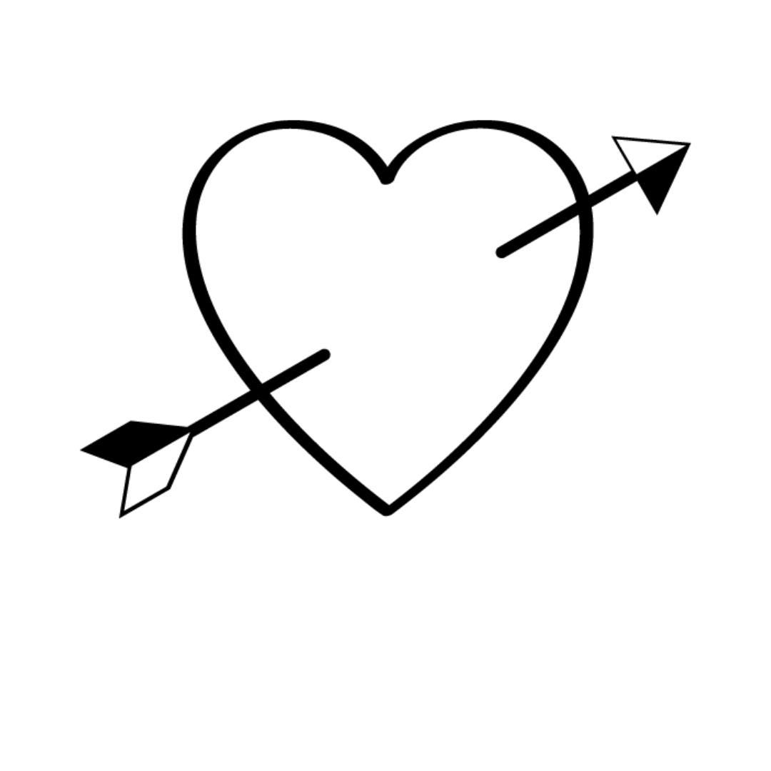 Valentine Heart with Arrow Clipart PNG and JPG