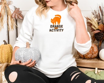 Orange Cat Activity Sweatshirt , Orange Tabby Cat Sweater, Cat lover Shirt Gift for Cat Mom, Orange Cat Sweatshirt, Cat Lover Outfit