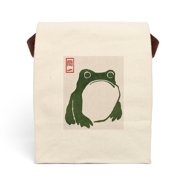 Matsumoto Hoji Frog Tote Bag | Lunch Bag| Unimpressed Frog | Japanese Art | Vintage Art | Frog Tote Bag | Simple Lunch Box | Gift for Her