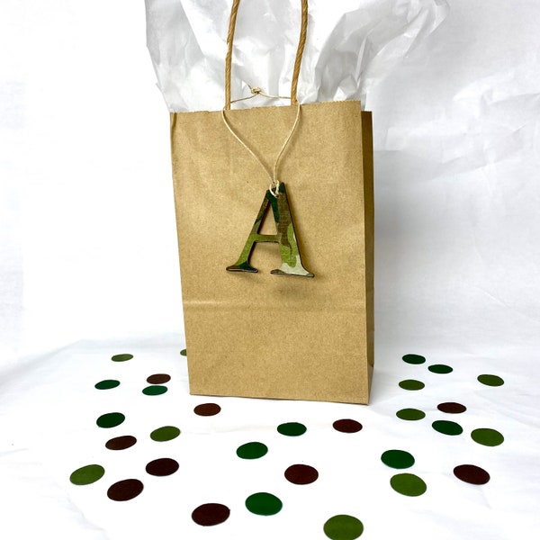 Camouflage Initial Christmas Ornament, Gift package decorations, Letters for stockings, Camo party decorations, One Lucky Duck, Lil Buck