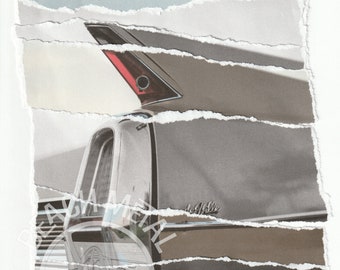 Fractured Photomontage - Hand Torn Artwork - Caddy Tail Fin