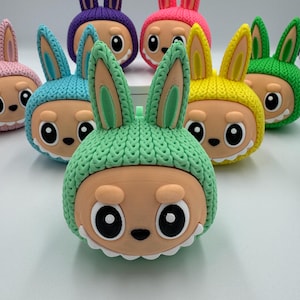 3d printed labubu keychain backpack buddy knitted finish