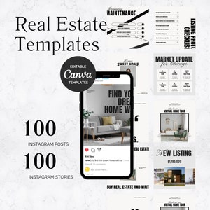 Real Estate Social Media Instagram Bundle, Realtor Marketing, Realtor Instagram Post Template Canva, Social Media Templates For Realtors