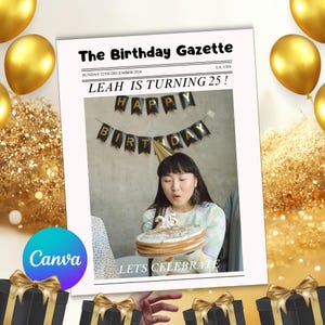 Canva Birthday Newspaper Template, Editable Newspaper Birthday, Large Newspaper Template, Birthday Times News paper, Birthday Invitation