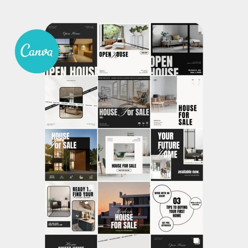 Real Estate Instagram Bundle | Real Estate Canva Social Media Marketing ...