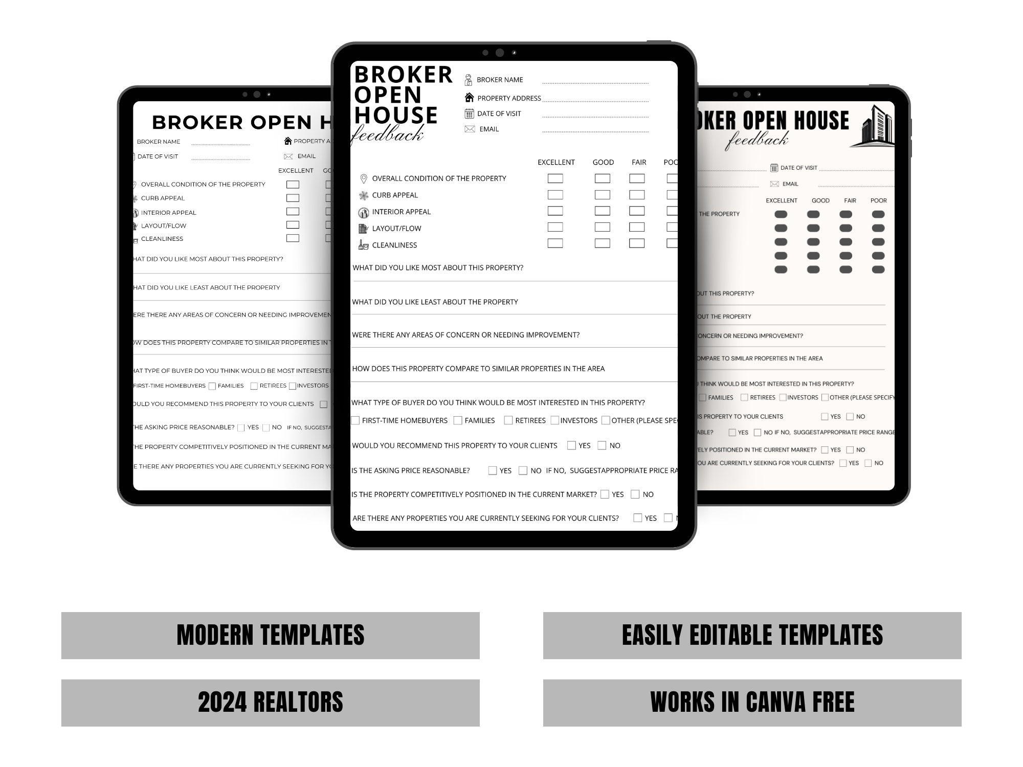Broker Open House Feedback Form Realtor Feedback Printable ...