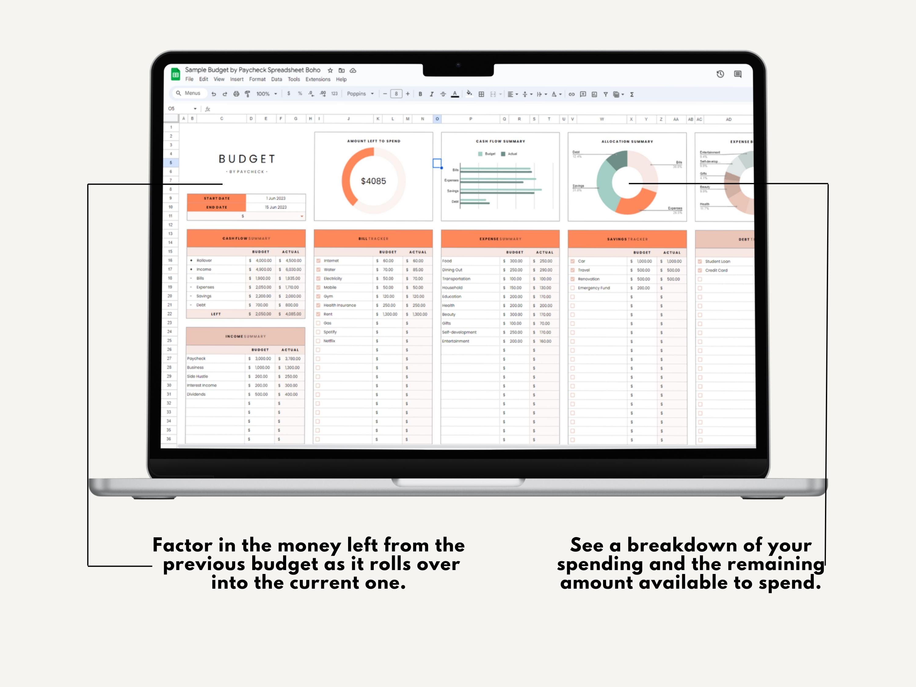 Simple Budget Template Google Sheets, Monthly Budget Template, Simple ...