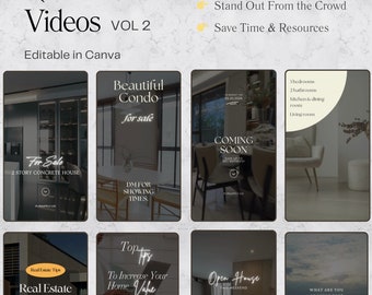 50 Luxury Realtor Templates Real Estate Instagram Videos Reels Branding , Realtor Marketing Canva Template,