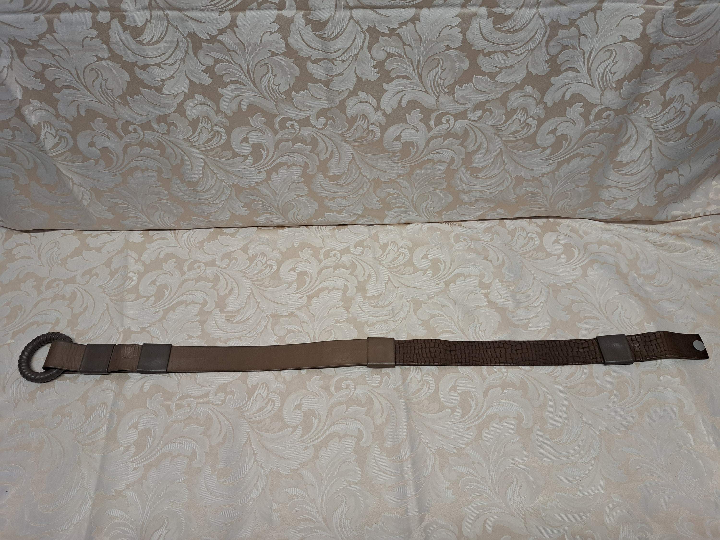 Hans Koch Ltd Red Leather Belt Vintage Minimalist Adjustable Colorblock Retro Vintage Hans Koch Original Handmade Brown and Tan Leather  main image 2