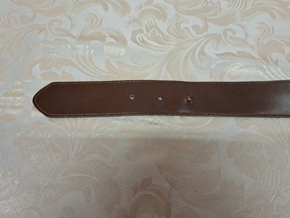 Vintage Western Style Brown Leather Belt with Sil… - image 7