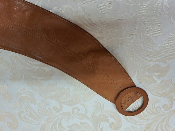 Vintage Tan Soft Leather Curved Belt - image 5