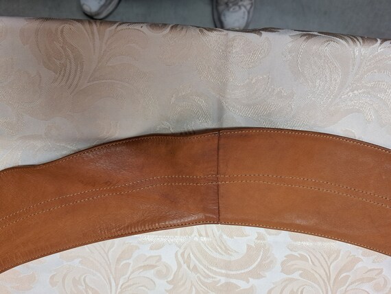 Vintage Tan Soft Leather Curved Belt - image 6