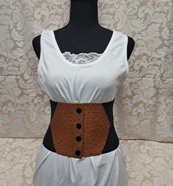Vintage Black Stretch Belt With Tan Leather - Etsy display picture 3