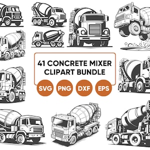 Può includere: Un set di 41 illustrazioni in bianco e nero di camion betoniera. Le illustrazioni sono in stile vintage e sono perfette per l'uso in una varietà di progetti, come la progettazione di siti Web, la grafica dei social media e i materiali stampati. Le illustrazioni sono disponibili nei formati SVG, PNG, DXF ed EPS.