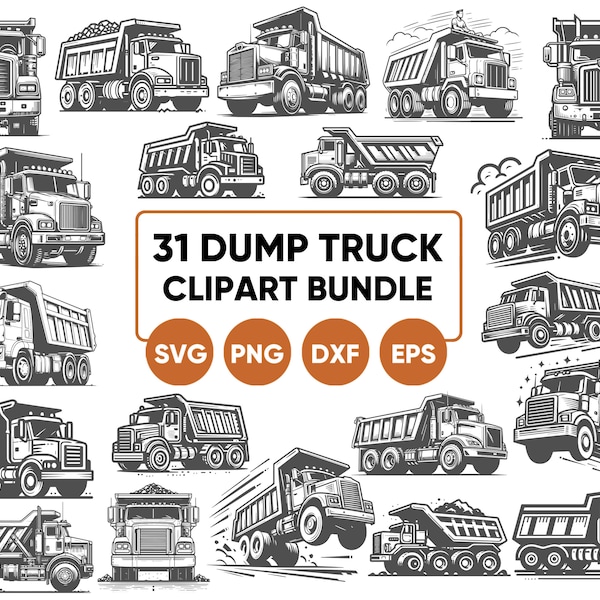 Dump Truck SVG Bundle, Dump Truck Clipart, svg png eps dxf, Dump Truck Silhouette, Construction Truck SVG, Tipper Truck Clipart