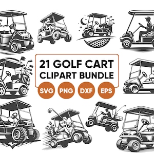 Golf Cart SVG, Golf Cart png eps dxf svg, Golf Cart Clipart Bundle, Golf Cart Vector, Golf Cart Vector Scrapbooking file Digital Download