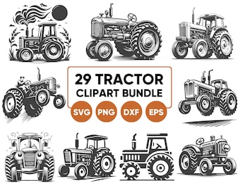 Pacchetto di clipart di trattori, trattore SVG, vita in fattoria SVG, sagoma di trattore agricolo, trattore png svg eps dxf, agricoltura SVG, uso commerciale
