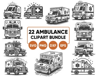 Ambulance SVG, Emergency Vehicle Clipart, Paramedic SVG, Healthcare Medical PNG, svg, png, dxf, eps