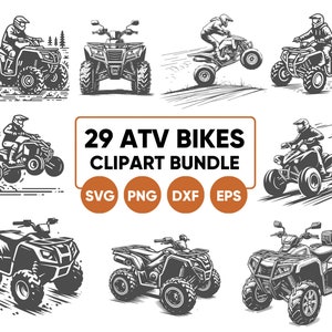 Bundle de cliparts VTT, VTT svg, png VTT, png tout-terrain, clipart quad, pilote de VTT, quatre roues svg, svg png eps dxf, fichier de scrapbooking