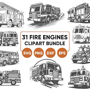 Camion de pompier SVG, camion de pompier SVG Bundle, vecteur de camion de pompier, pompier png svg, clipart caserne de pompiers, svg png dxf eps, pompier SVG