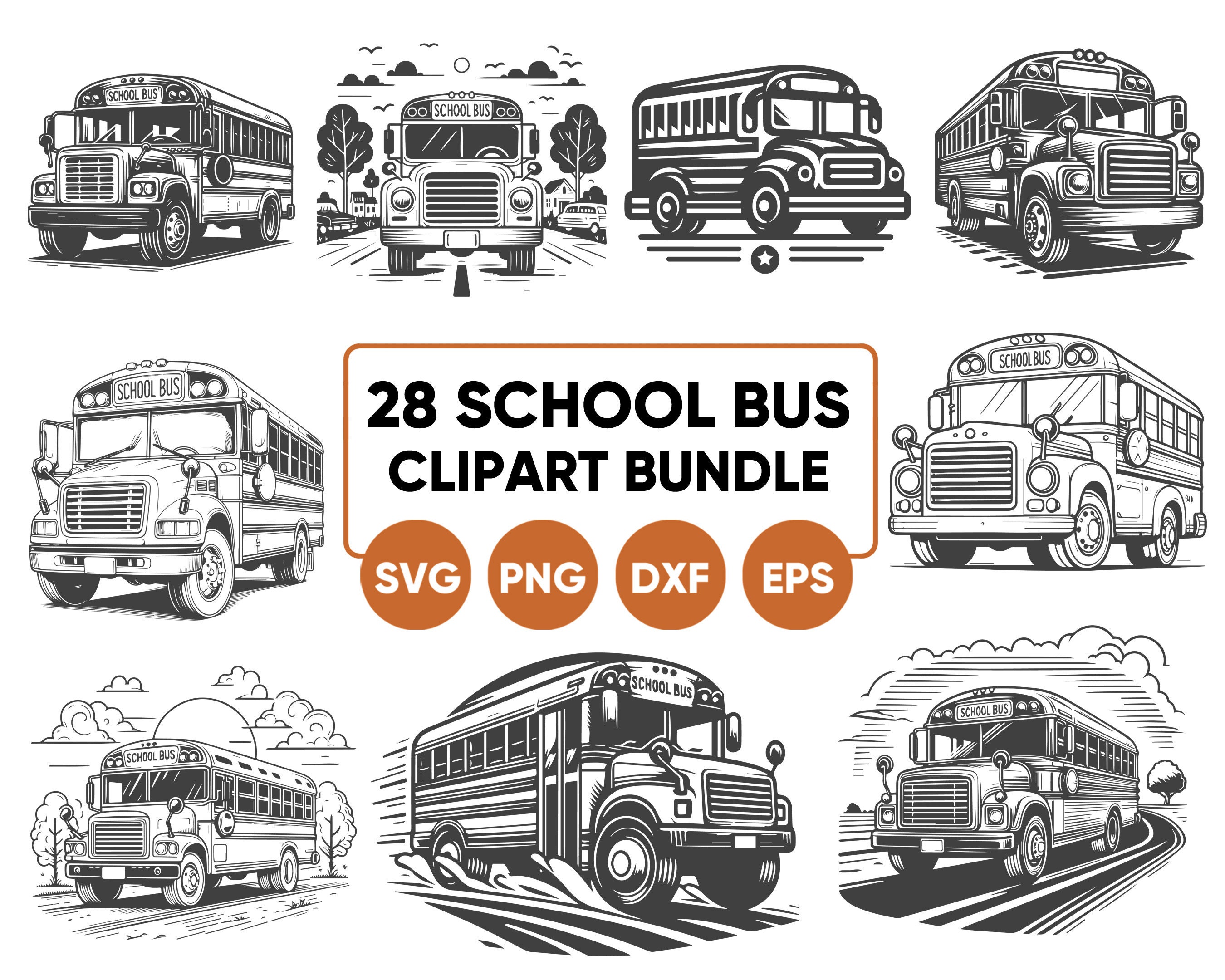 School Bus SVG Bundle – Yellow Bus Clipart, Back to School, Kids Education, svg png eps dxf, Commercial use, Instant Download