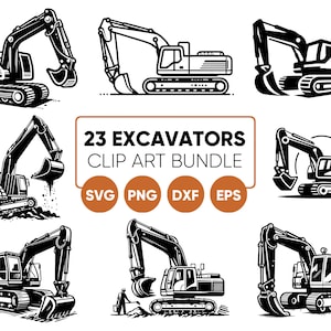 Bagger Clipart Bundle, Bagger SVG, Bagger SVG, Bau Clipart, Bagger SVG, svg png eps dxf, Bagger PNG schwarz & weiß, Bau svg