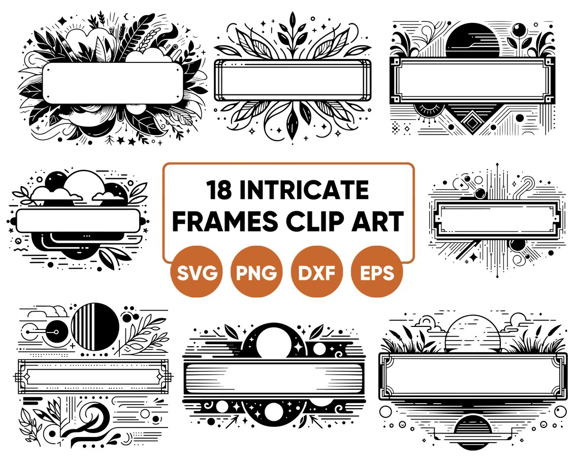 Decorative Frames Clipart Bundle, Frames SVG, Png Eps Dxf Svg, Instant ...