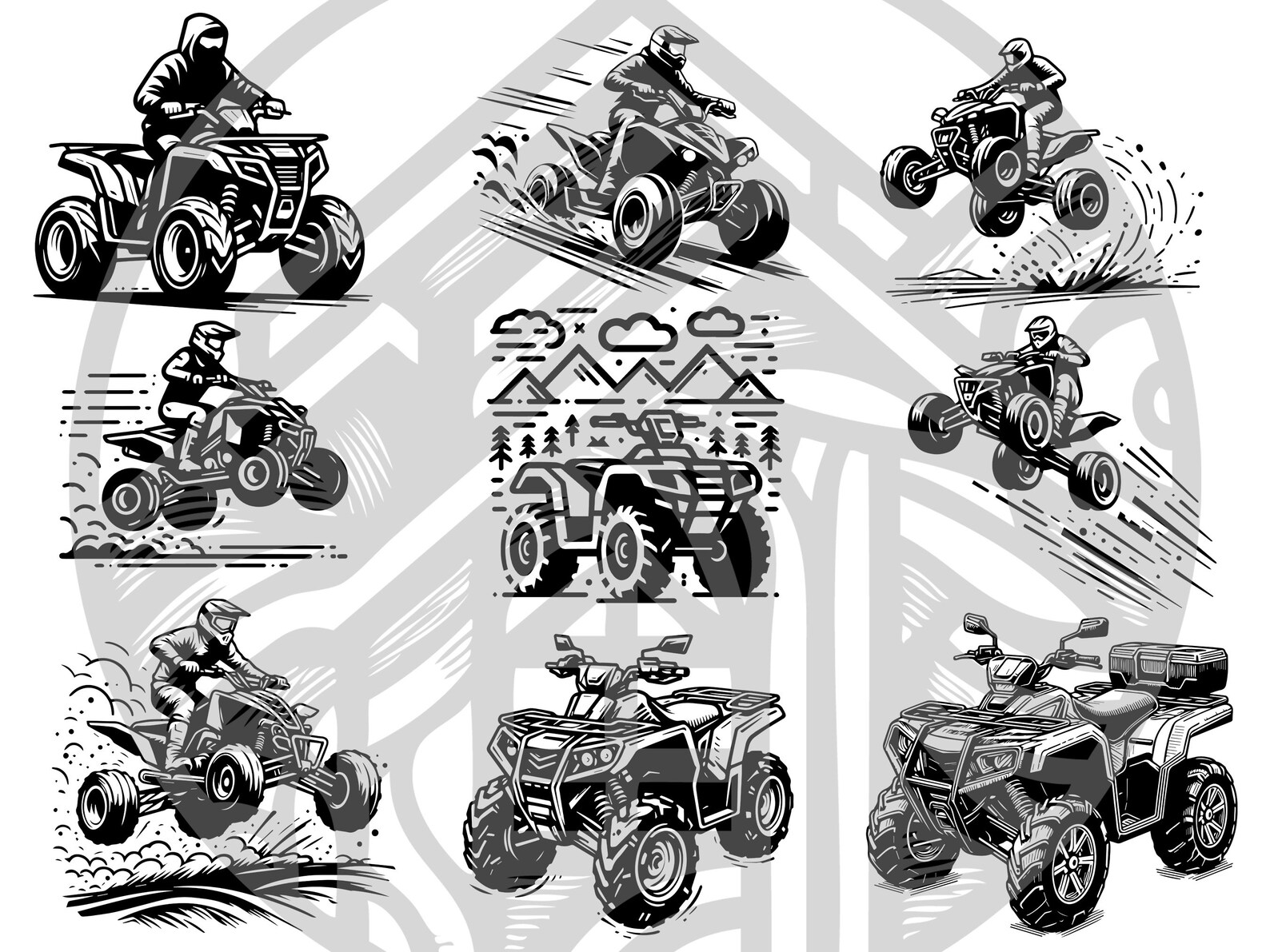 ATV Clipart Bundle, ATV Vector Art, ATV Vehicle Svg, Atv Png, Offroad ...