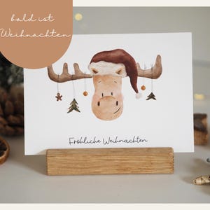 Weihnachtskarte Elch A6 Postkarte Weihnachten Karte Weihnachtskarte Aquarell Weihnachtskarten Set Weihnachtsgeschenk Christmas