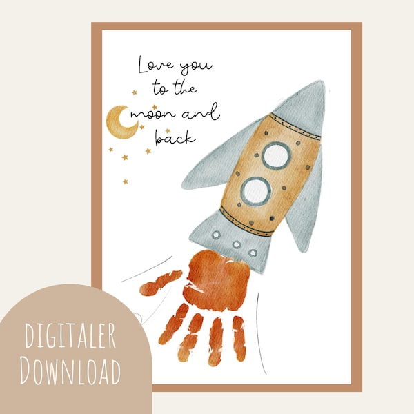 Rocket for handprint instant download digital file Father's Day Mother's Day rocket instant download to print