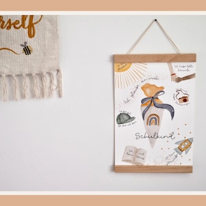 Poster Schulanfang Schulkind Kinderzimmer Schulstart Schultüte Glückwunsch Babykarte Junge Mädchen genderneutral Aquarell watercolor boho