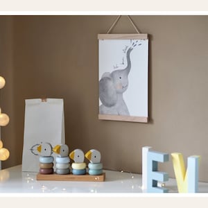 Poster Bild Elefant Ich bin stark Kinderzimmer Geburt Baby Glückwunsch Babykarte Junge Mädchen genderneutral Aquarell watercolor boho